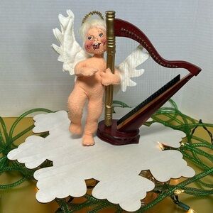 🎶🎶🎶- Annalee Cherub Angel with wooden harp 1995